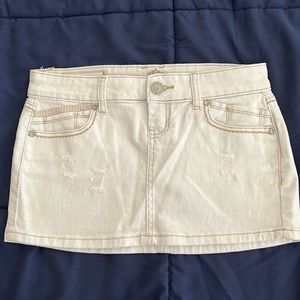 Distressed jean skirt
